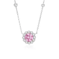 925 Sterling Silver Zircon Cable Chain Plating Inlay Sun Flower Pendant Necklace main image 3