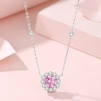 925 Sterling Silver Zircon Cable Chain Plating Inlay Sun Flower Pendant Necklace main image video