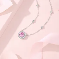 925 Sterling Silver Zircon Cable Chain Plating Inlay Sun Flower Pendant Necklace main image 4