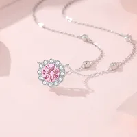 925 Sterling Silver Zircon Cable Chain Plating Inlay Sun Flower Pendant Necklace main image 5