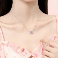 925 Sterling Silver Zircon Cable Chain Plating Inlay Sun Flower Pendant Necklace main image 6