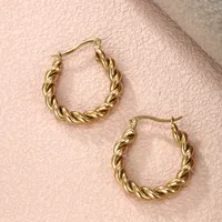 1 Pair Simple Style Round Plating Inlay 304 Stainless Steel Artificial Pearls 18K Gold Plated Earrings main image 4