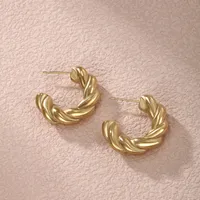 1 Pair Simple Style Round Plating Inlay 304 Stainless Steel Artificial Pearls 18K Gold Plated Earrings main image 3