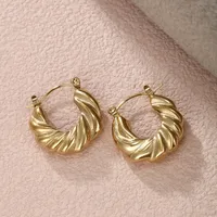 1 Pair Simple Style Round Plating Inlay 304 Stainless Steel Artificial Pearls 18K Gold Plated Earrings main image 2