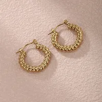 1 Pair Simple Style Round Plating Inlay 304 Stainless Steel Artificial Pearls 18K Gold Plated Earrings main image 5