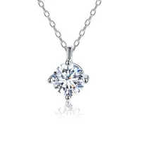 Casual Solid Color Sterling Silver Plating Inlay Moissanite Rose Gold Plated White Gold Plated Gold Plated Pendant Necklace sku image 1