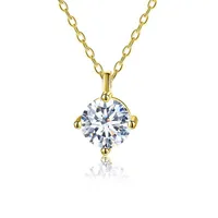 Casual Solid Color Sterling Silver Plating Inlay Moissanite Rose Gold Plated White Gold Plated Gold Plated Pendant Necklace sku image 2