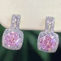 European And American New Simple Round Diamond Zircon Copper Earrings sku image 1