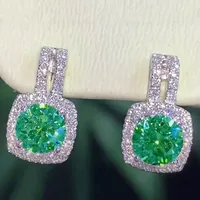 European And American New Simple Round Diamond Zircon Copper Earrings sku image 3