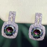 European And American New Simple Round Diamond Zircon Copper Earrings sku image 4