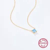 Elegant Luxurious Square Sterling Silver Plating Inlay Zircon 18k Gold Plated Pendant Necklace main image 6
