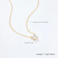 Elegant Luxurious Square Sterling Silver Plating Inlay Zircon 18k Gold Plated Pendant Necklace main image 7