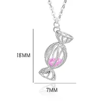 925 Sterling Silver Cable Chain Polishing Plating Zircon Candy Pendant Necklace main image 7