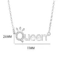 925 Sterling Silver Zircon Cable Chain Polishing Plating Inlay Letter Crown Necklace main image 7
