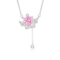 925 Sterling Silver Zircon Inlay Color Block Pendant Necklace main image 2