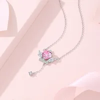 925 Sterling Silver Zircon Inlay Color Block Pendant Necklace main image 3