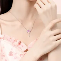 925 Sterling Silver Zircon Inlay Color Block Pendant Necklace main image 5