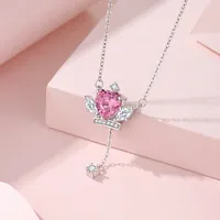 925 Sterling Silver Zircon Inlay Color Block Pendant Necklace main image 4