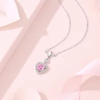925 Sterling Silver Zircon Cable Chain Polishing Plating Inlay Heart Shape Crown Pendant Necklace main image 3