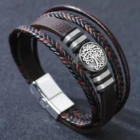 Handmade Romantic Boyfriend Life Tree Alloy Buckle Button Braid Unisex Wristband main image 6
