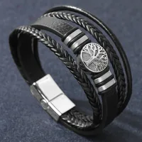 Handmade Romantic Boyfriend Life Tree Alloy Buckle Button Braid Unisex Wristband main image 3