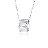 925 Sterling Silver Zircon Cable Chain Polishing Plating Inlay Round Necklace main image 2