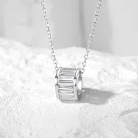 925 Sterling Silver Zircon Cable Chain Polishing Plating Inlay Round Necklace main image 1