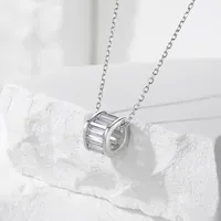 925 Sterling Silver Zircon Cable Chain Polishing Plating Inlay Round Necklace main image 4