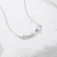 925 Sterling Silver Zircon Cable Chain Polishing Plating Inlay Heart Shape Crown Butterfly Necklace main image 3