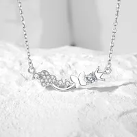 925 Sterling Silver Zircon Cable Chain Polishing Plating Inlay Heart Shape Crown Butterfly Necklace main image 1