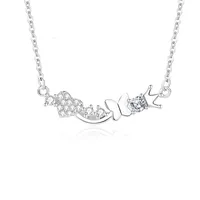 925 Sterling Silver Zircon Cable Chain Polishing Plating Inlay Heart Shape Crown Butterfly Necklace main image 2