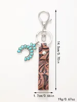 Simple Style Cactus Leaf Dreamcatcher Pu Leather Alloy Turquoise Bag Pendant Keychain main image 6