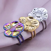 Wholesale Jewelry IG Style Elegant Flower 304 Stainless Steel 18K Gold Plated Plating Open Rings main image 1