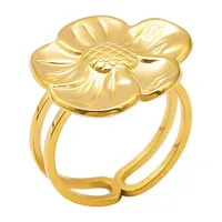 Wholesale Jewelry IG Style Elegant Flower 304 Stainless Steel 18K Gold Plated Plating Open Rings main image 4