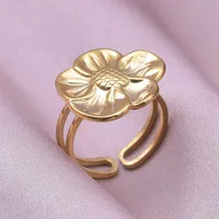 Wholesale Jewelry IG Style Elegant Flower 304 Stainless Steel 18K Gold Plated Plating Open Rings main image 3