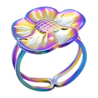 Wholesale Jewelry IG Style Elegant Flower 304 Stainless Steel 18K Gold Plated Plating Open Rings main image 2