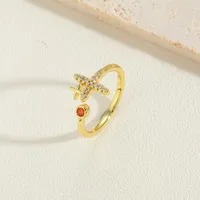 Vintage Style Simple Style Commute Cross Copper Plating Inlay Zircon 14k Gold Plated Open Rings main image 5