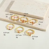 Vintage Style Simple Style Commute Cross Copper Plating Inlay Zircon 14k Gold Plated Open Rings main image 7