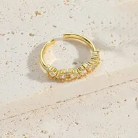 Vintage Style Simple Style Commute Cross Copper Plating Inlay Zircon 14k Gold Plated Open Rings sku image 1