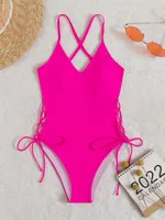 Women's Sexy Beach Solid Color One Piece Swimwear main image 5