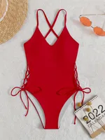 Women's Sexy Beach Solid Color One Piece Swimwear main image 7