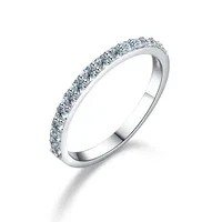 Glam Shiny Round Sterling Silver Gra Plating Inlay Moissanite Rings sku image 4
