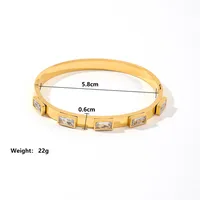 Casual Simple Style Geometric 304 Stainless Steel 18K Gold Plated Zircon Bangle In Bulk main image 5