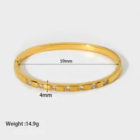 Casual Simple Style Geometric 304 Stainless Steel 18K Gold Plated Zircon Bangle In Bulk sku image 2