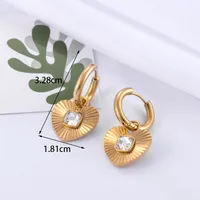 1 Pair French Style Simple Style Heart Shape 304 Stainless Steel Zircon Drop Earrings main image 8