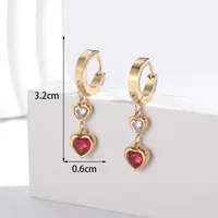 1 Pair French Style Simple Style Heart Shape 304 Stainless Steel Zircon Drop Earrings main image 4
