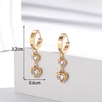 1 Pair French Style Simple Style Heart Shape 304 Stainless Steel Zircon Drop Earrings main image 6