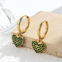 1 Pair French Style Simple Style Heart Shape 304 Stainless Steel Zircon Drop Earrings main image 2