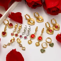 1 Pair French Style Simple Style Heart Shape 304 Stainless Steel Zircon Drop Earrings main image 1