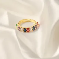 Elegant Glam Luxurious Solid Color Copper Plating Inlay Zircon 18k Gold Plated Open Rings main image 7